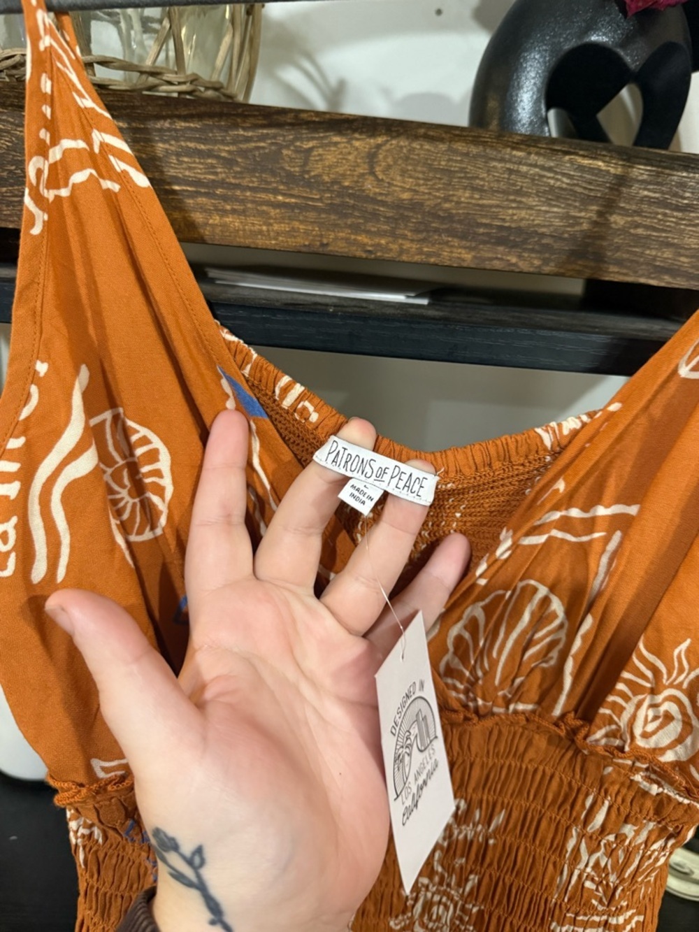 Patrons of Peace Rust Orange Printed Romper Jumpsuit Boho Wide Leg NWT - Picture 3 of 11